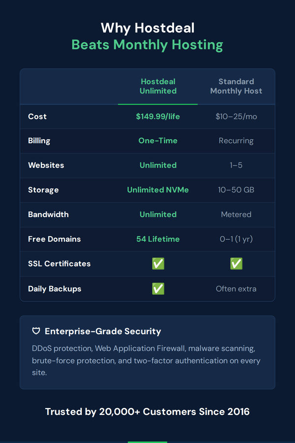 Hostdeal Unlimited Plan: Lifetime Subscription