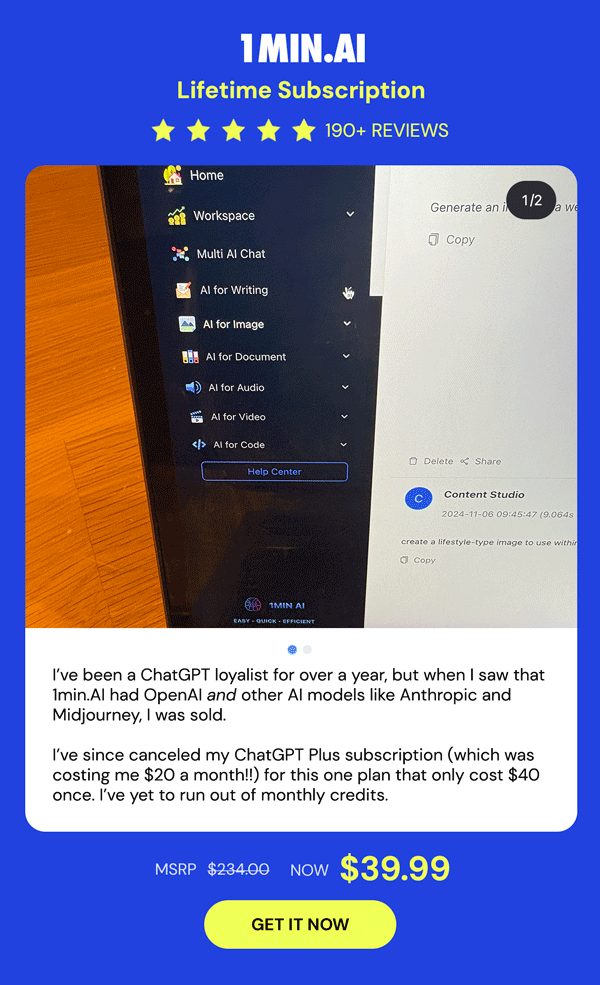 1minAI: Lifetime Subscription