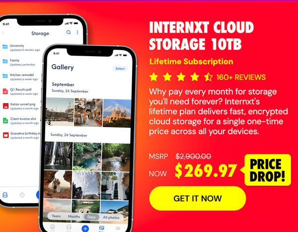 Internxt Cloud Storage Lifetime Subscription: 10TB Plan
