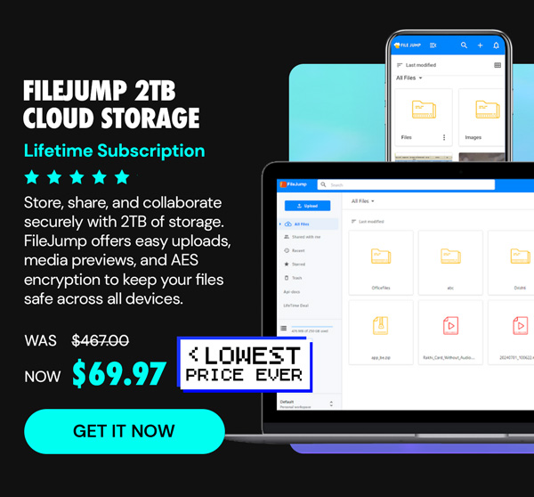 FileJump 2TB Cloud Storage: Lifetime Subscription