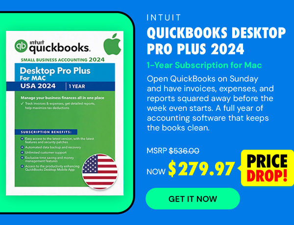 Intuit QuickBooks Desktop Pro Plus 2024 for Mac (1 User): 1-Year Subscription