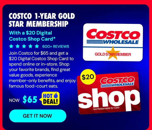 Costco 1-Year Gold Star Membership + $45 Digital Costco Shop Card
