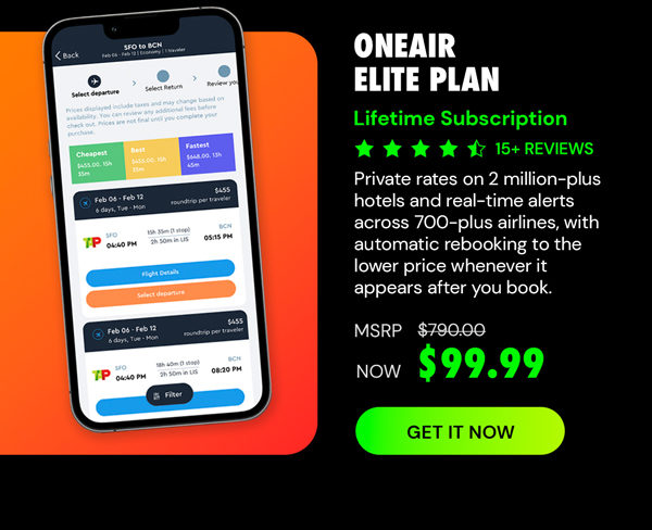 OneAir Elite Plan: Lifetime Subscription (Save Big on Flights, Hotels & More)