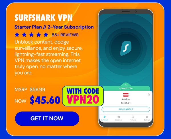 SurfShark VPN Starter Plan: 2-Yr Subscription