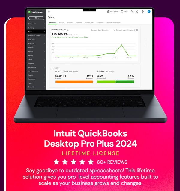 Intuit QuickBooks Desktop Pro Plus 2024 (1 User): Lifetime License