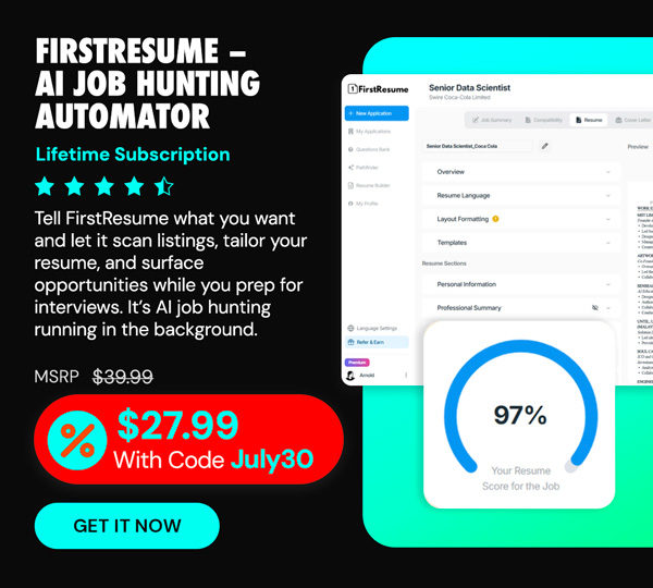 FirstResume - AI Job Hunting Automator: Lifetime Subscription