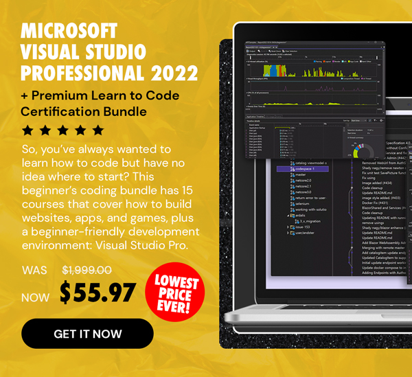 Microsoft Visual Studio Professional 2022 + The 2024 Premium Learn to Code Certification Bundle
