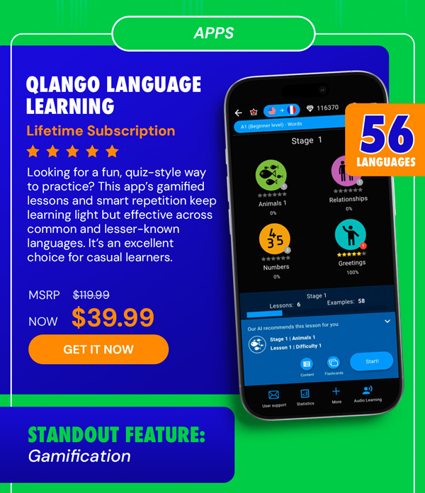 Qlango Language Learning: Lifetime Subscription (All Languages)