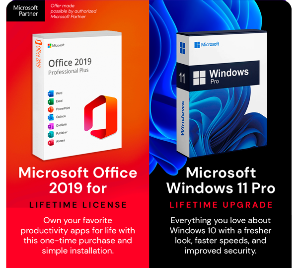 The All-in-One Microsoft Office Pro 2019 for Windows: Lifetime License + Windows 11 Pro Bundle