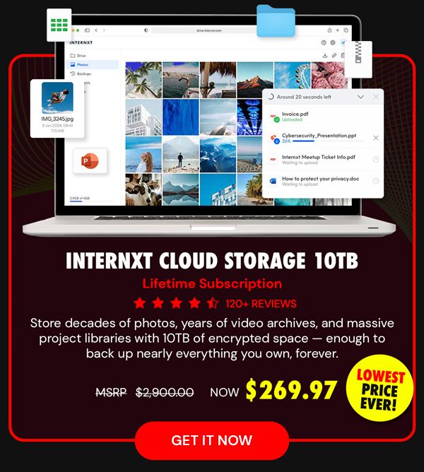 Internxt Cloud Storage Lifetime Subscription: 10TB Plan
