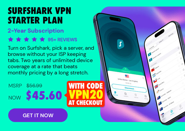 SurfShark VPN Starter Plan: 2-Yr Subscription