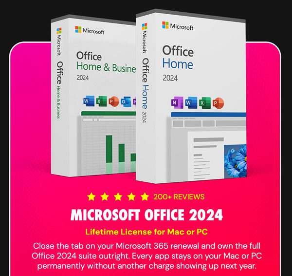 Microsoft Office 2024 Home or Home & Business for Mac or PC Lifetime License
