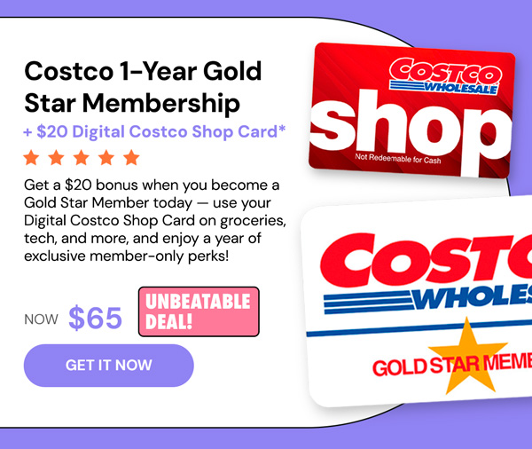 Costco 1-Year Gold Star Membership + $20 Digital Costco Shop Card
