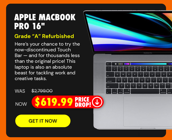 Apple MacBook Pro 16" (2019) 2.6GHz Core i7 Touch Bar 32GB RAM 512GB SSD Space Gray (Refurbished)
