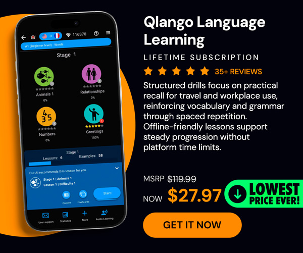 Qlango Language Learning: Lifetime Subscription (All Languages)