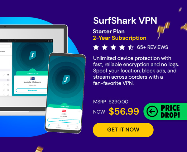 SurfShark VPN Starter Plan: 2-Yr Subscription