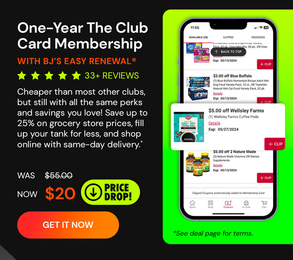 One-Year The Club Card Membership with BJ’s Easy Renewal® (Terms Apply)