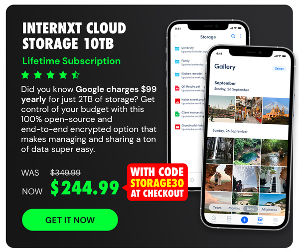 Internxt Cloud Storage Lifetime Subscription: 10TB Plan