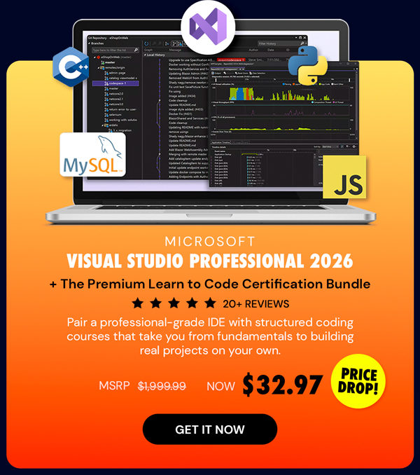 Microsoft Visual Studio Professional 2026 + The Premium Learn to Code Certification Bundle