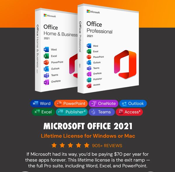 Microsoft Office 2021 for Windows or Mac: Lifetime License