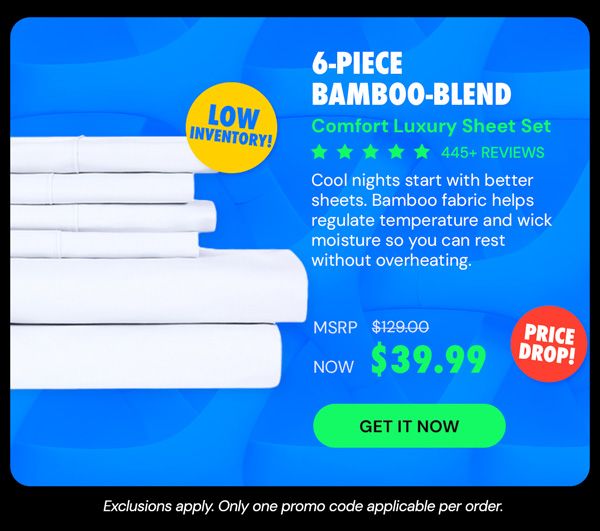 6-Piece Bamboo-Blend Comfort Luxury Sheet Set (White/Queen)