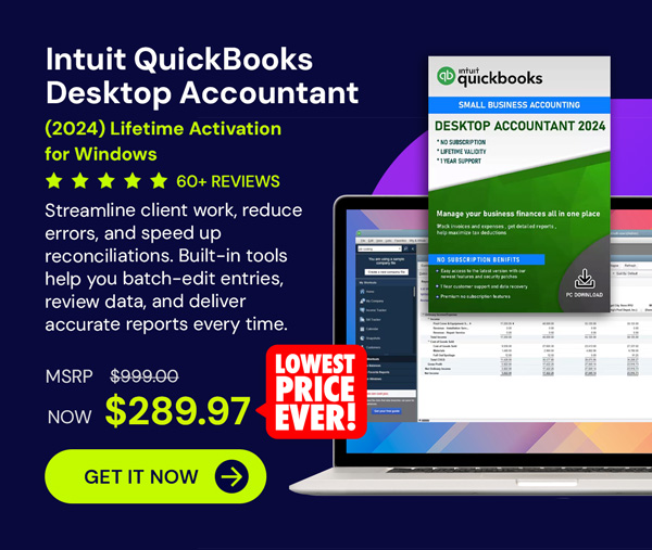 Intuit QuickBooks Desktop Accountant 2024 (1 User) for Windows: Lifetime Activation