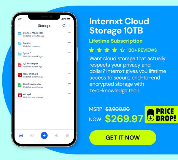 Internxt Cloud Storage Lifetime Subscription: 10TB Plan