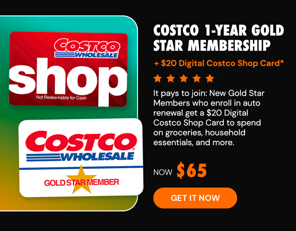 Costco 1-Year Gold Star Membership + $20 Digital Costco Shop Card