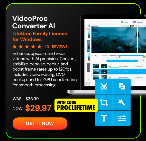 VideoProc Converter AI: Lifetime Family License (For Windows)