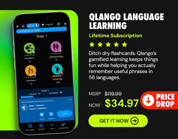 Qlango Language Learning: Lifetime Subscription (All Languages)