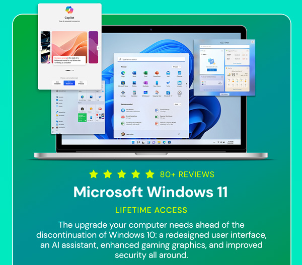 Microsoft Windows 11 Pro or Home : Lifetime License