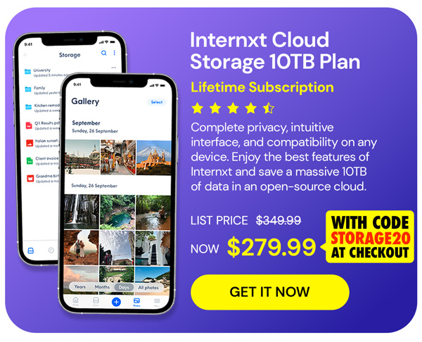 Internxt Cloud Storage Lifetime Subscription: 10TB Plan