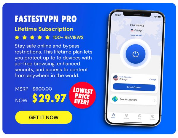 FastestVPN PRO: Lifetime Subscription (15 Devices)