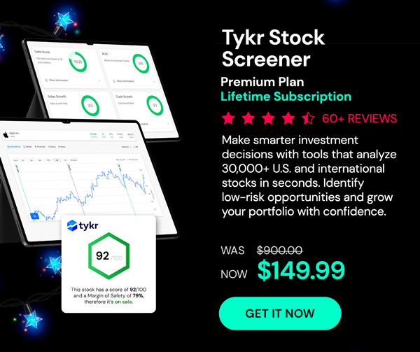 Tykr Stock Screener: Premium Plan Lifetime Subscription