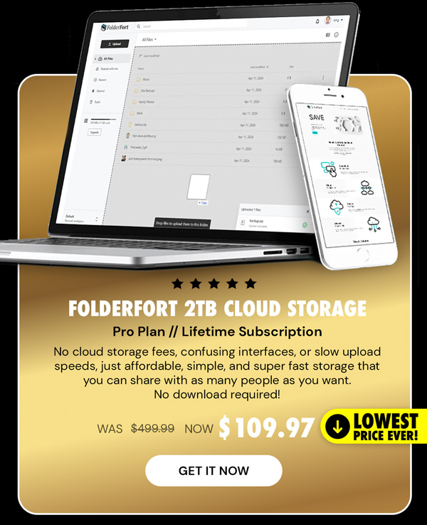 FolderFort 2TB Cloud Storage Pro Plan: Lifetime Subscription