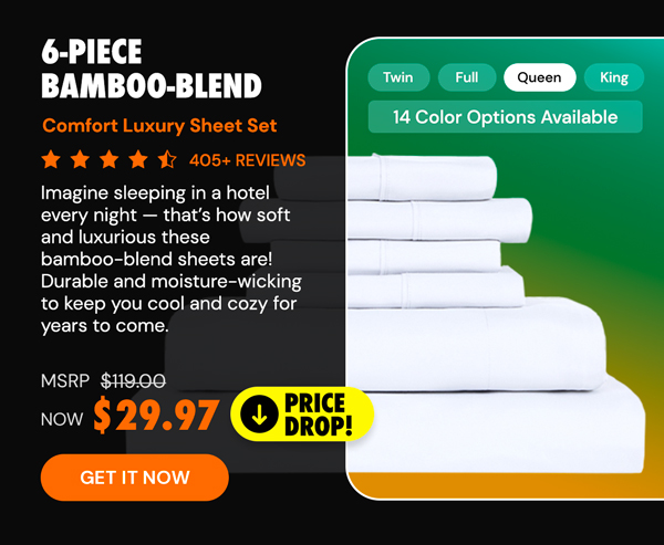 6-Piece Bamboo-Blend Comfort Luxury Sheet Set (Grey/Queen)