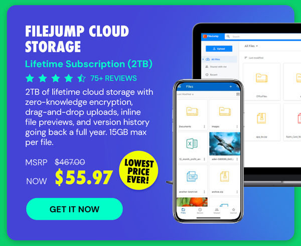 FileJump 2TB Cloud Storage: Lifetime Subscription