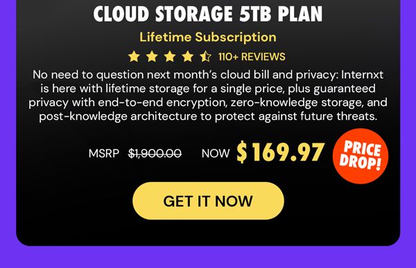 Internxt Cloud Storage: Lifetime Subscription (5TB Plan)