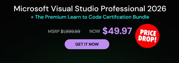 Microsoft Visual Studio Professional 2026 + The Premium Learn to Code Certification Bundle