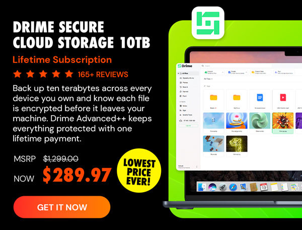 Drime Secure Cloud Storage: Lifetime Subscription (Advanced++ Plan/10TB)