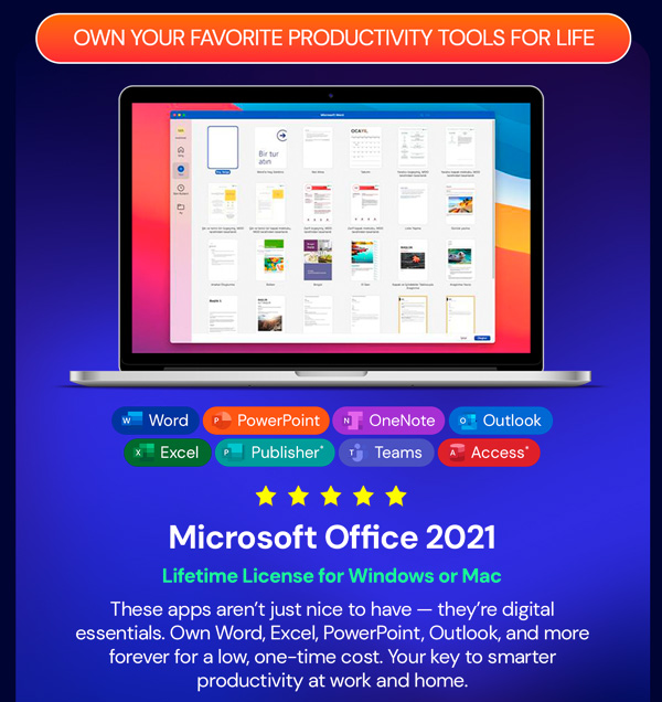 Microsoft Office 2021 for Windows or Mac: Lifetime License