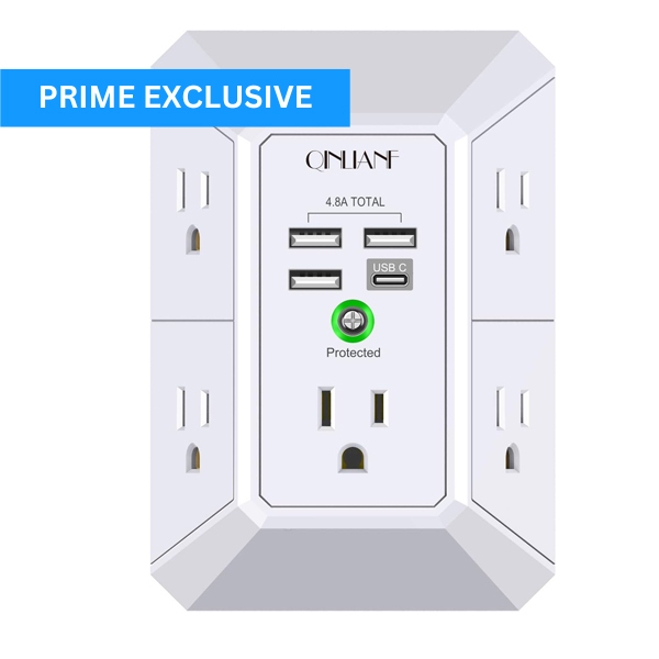 QINLIANF 5-Outlet Surge Protector Charger