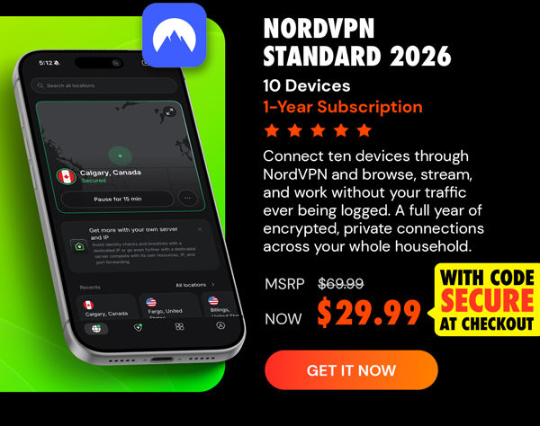 NordVPN Standard 2026 - VPN & Cybersecurity - 10 Devices: 1-Year Subscription