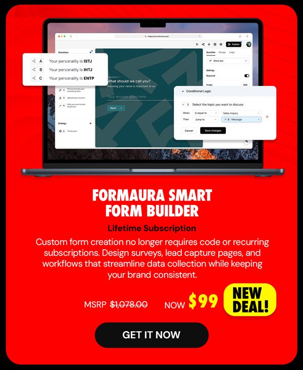 FormAura Smart Form Builder: Lifetime Subscription