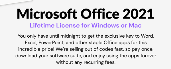 Microsoft Office Professional 2021 for Windows: Lifetime License