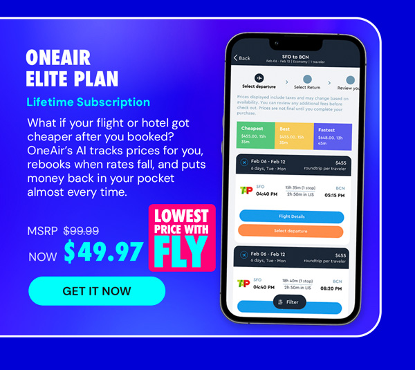 OneAir Elite Plan: Lifetime Subscription (Save Big on Flights, Hotels & More)