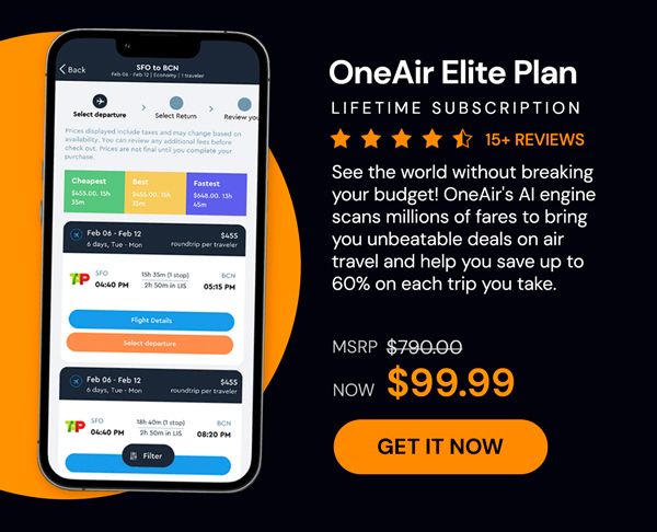 OneAir Elite Plan: Lifetime Subscription (Save Big on Flights, Hotels & More)