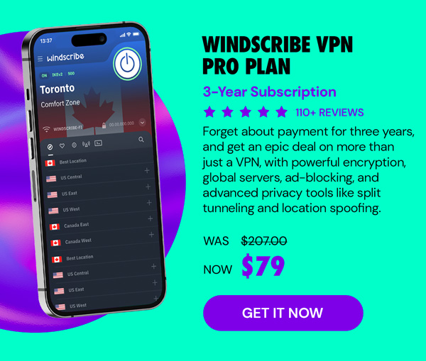 Windscribe VPN Pro Plan: 3-Yr Subscription