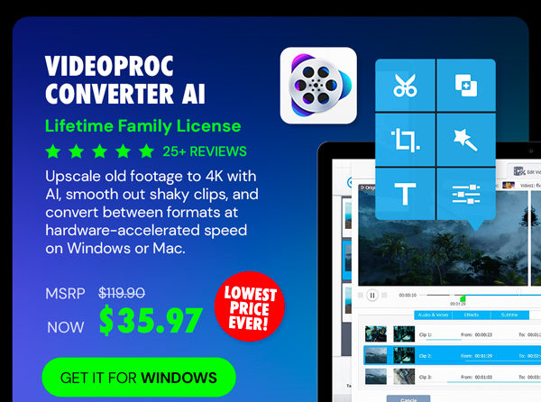 VideoProc Converter AI: Lifetime Family License (For Windows)