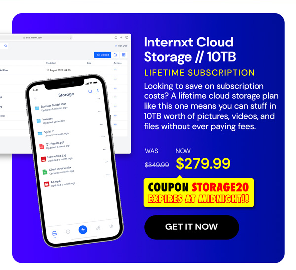 Internxt Cloud Storage Lifetime Subscription: 10TB Plan